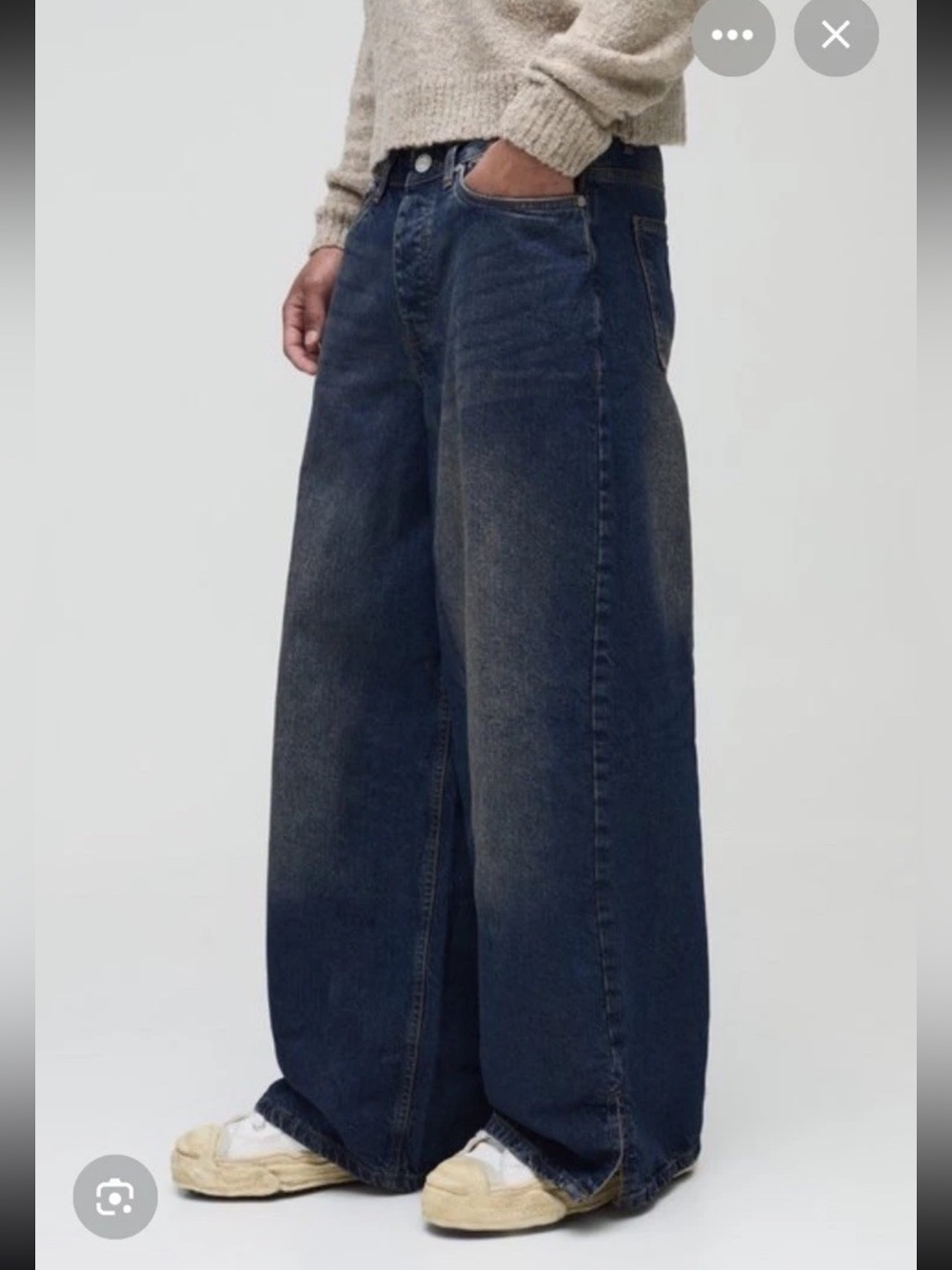 BoohooMan Rigid Extreme Jeans Button Fly Retro Baggy Leg Split Hem Sz 28